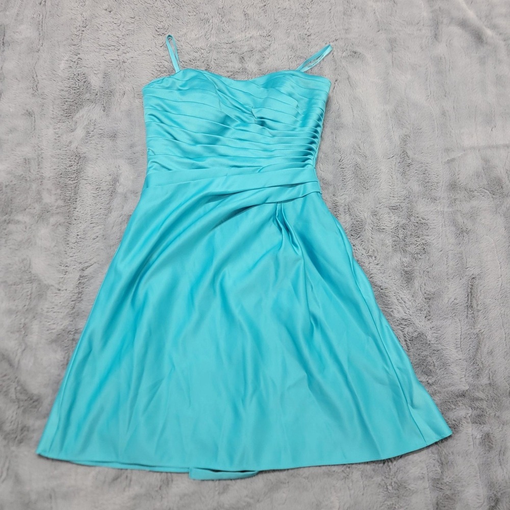 Mori Lee Madeline Gardner Dress Womens 11 Blue Satin Fit Flare Sweetheart Prom